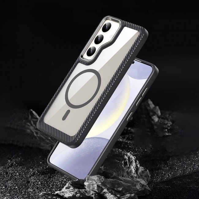 Galaxy S24 Kılıf Magsafe Şarj Özellikli Sert PC Karbon Fiber Kenar Tasarımlı Zore Libero Kapak Galaxy S24 Kılıf Magsafe Şarj Özellikli Sert PC Karbon Fiber Kenar Tasarımlı Zore Libero Kapak