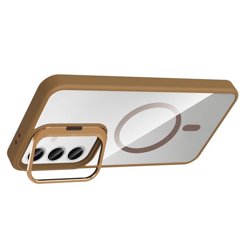 Bal-z Galaxy S24 Kılıf Standlı ve Kamera Lens Hediyeli M-Safe Şarj Özellikli Zore Etro Kapak