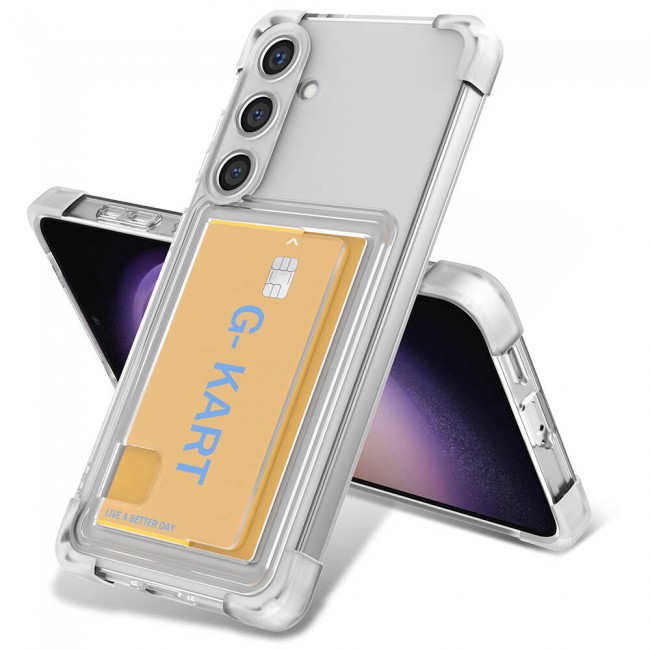 Galaxy S24 Plus Kılıf Airbag Tasarımlı Şeffaf Kartlıklı Zore G-Kart Kapak Galaxy S24 Plus Kılıf Airbag Tasarımlı Şeffaf Kartlıklı Zore G-Kart Kapak