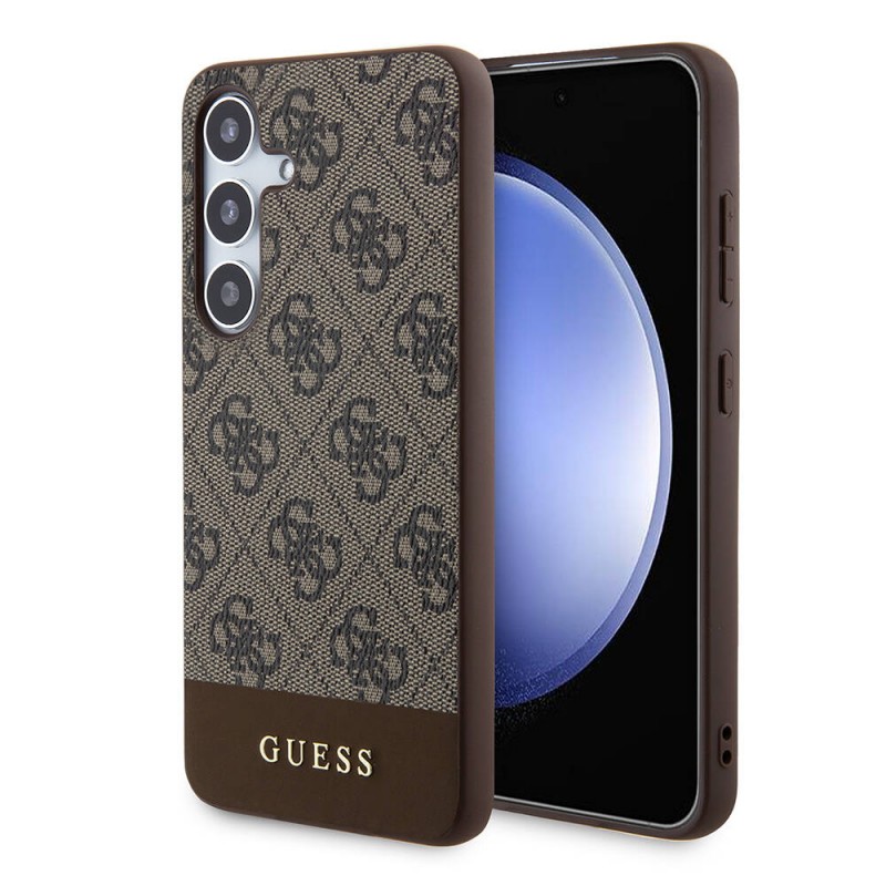 Bal-z Galaxy S24 Plus Kılıf Guess Orjinal Lisanslı PU Deri Şerit Logo Dizaynlı Kapak