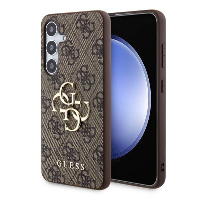Bal-z Galaxy S24 Plus Kılıf Guess Orjinal Lisanslı PU Deri Yazı ve 4G Metal Logolu Desenli Kapak