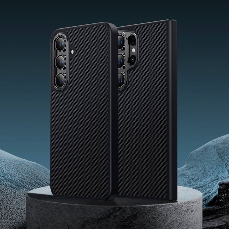 Bal-z Galaxy S24 Plus Kılıf Karbon Fiber M-safe Şarj Özellikli Benks Hybrid ArmorPro 600D Kevlar Kapak