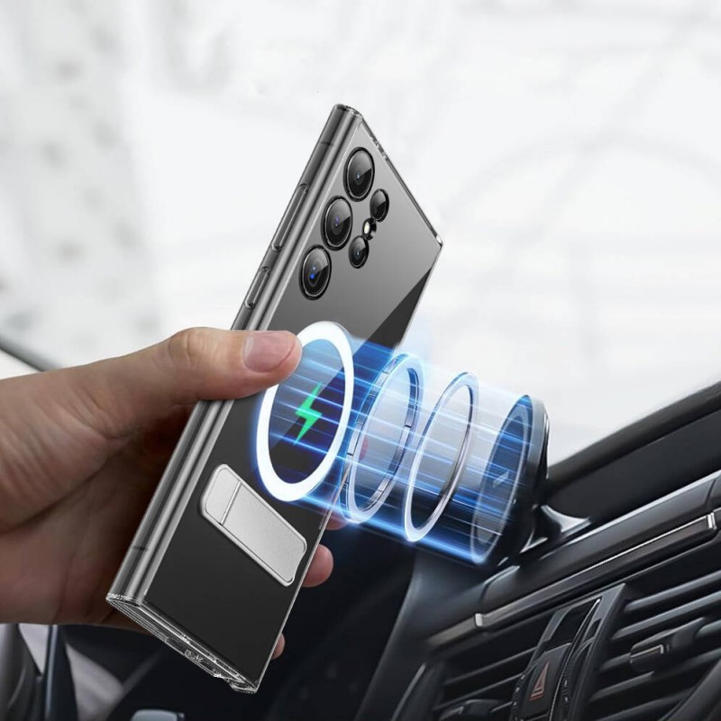 Bal-z Galaxy S24 Plus Kılıf M-safe Şarj Özellikli Kamera Korumalı Standlı Wiwu KCC-025 Aurora Serisi Kapak