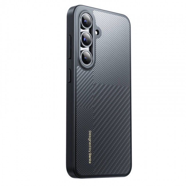 Galaxy S24 Plus Kılıf Magsafe Şarj Özellikli Karbon Fiber Benks Montage Hybrid ArmorPro Kevlar Kapak Galaxy S24 Plus Kılıf Magsafe Şarj Özellikli Karbon Fiber Benks Montage Hybrid ArmorPro Kevlar Kapak
