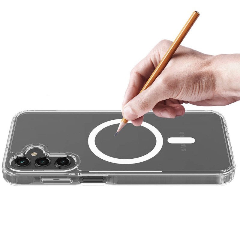 Bal-z Galaxy S24 Plus Kılıf M-safe Şarj Özellikli Şeffaf Sert PC  Embos Kapak