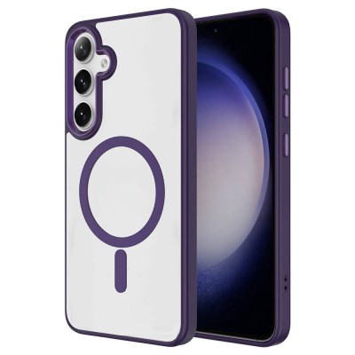 Bal-z Galaxy S24 Plus Kılıf M-safe Şarj Özellikli  Krom M-safe Silikon Kapak