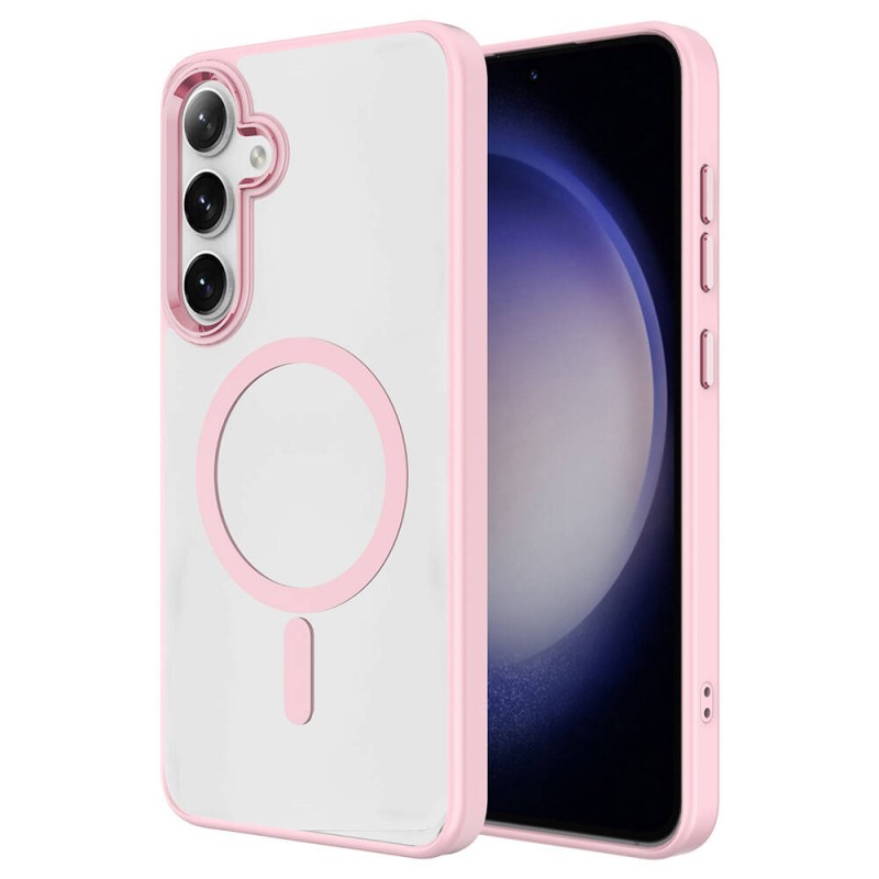 Bal-z Galaxy S24 Plus Kılıf M-safe Şarj Özellikli  Krom M-safe Silikon Kapak