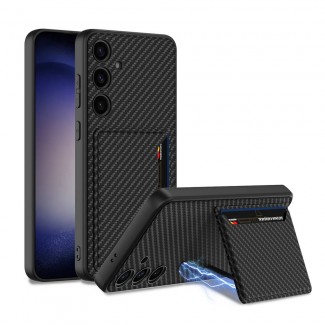 Galaxy S24 Plus Suni Deri Arka Yüzey Zore Kartlıklı Kıpta Silikon Kapak Galaxy S24 Plus Suni Deri Arka Yüzey Zore Kartlıklı Kıpta Silikon Kapak