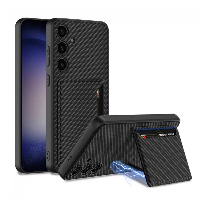 Galaxy S24 Plus Suni Deri Arka Yüzey Zore Kartlıklı Kıpta Silikon Kapak Galaxy S24 Plus Suni Deri Arka Yüzey Zore Kartlıklı Kıpta Silikon Kapak