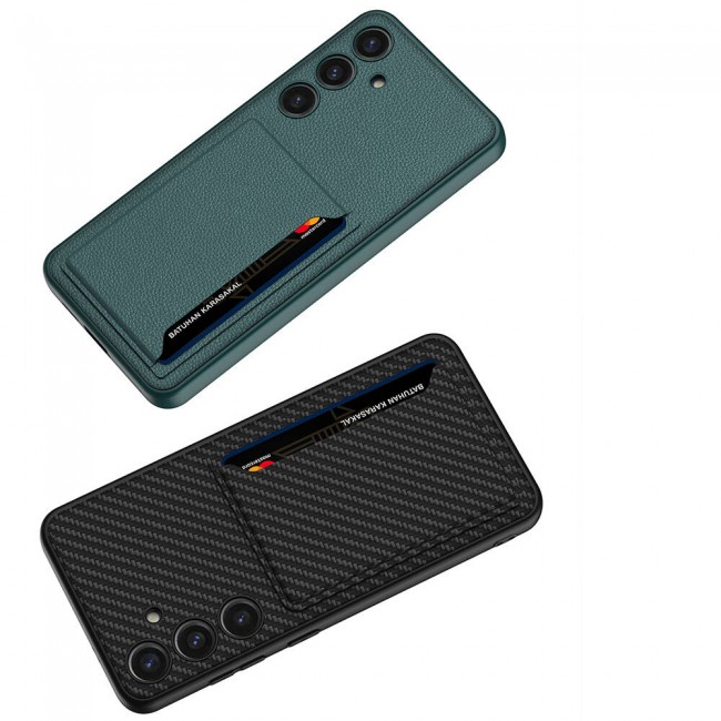 Galaxy S24 Plus Suni Deri Arka Yüzey Zore Kartlıklı Kıpta Silikon Kapak Galaxy S24 Plus Suni Deri Arka Yüzey Zore Kartlıklı Kıpta Silikon Kapak
