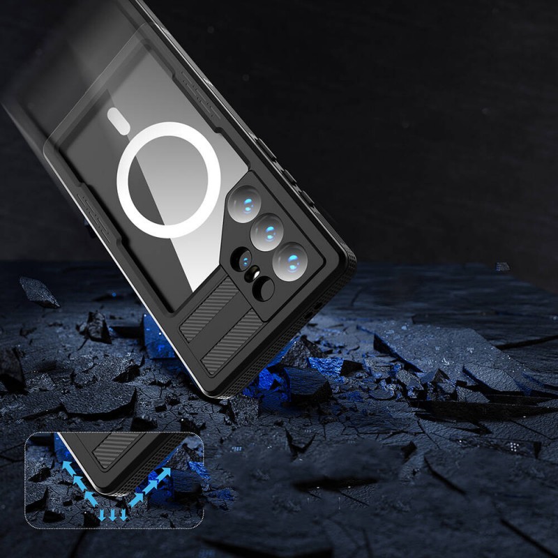 Bal-z Galaxy S24 Ultra Kılıf M-safe Şarj Özellikli 1-1 Su Geçirmez Kılıf