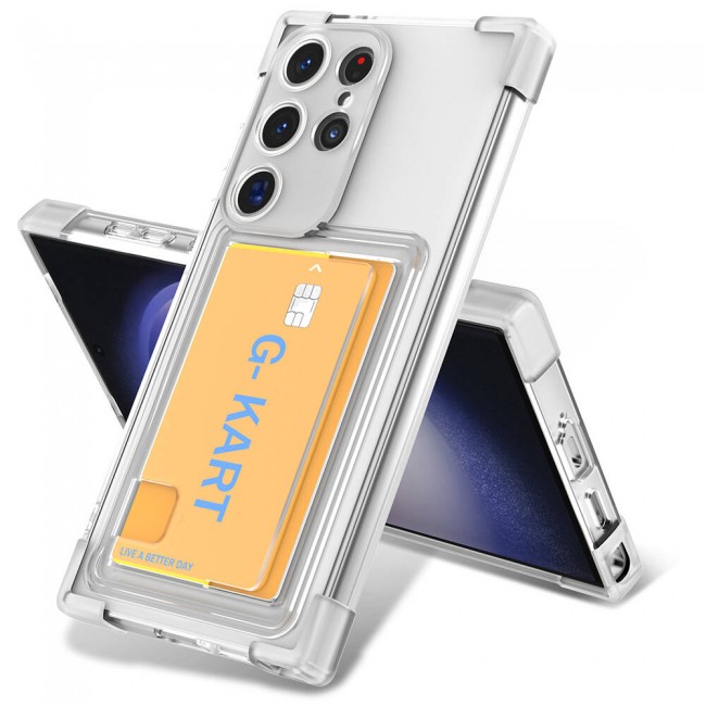 Galaxy S24 Ultra Kılıf Airbag Tasarımlı Şeffaf Kartlıklı Zore G-Kart Kapak Galaxy S24 Ultra Kılıf Airbag Tasarımlı Şeffaf Kartlıklı Zore G-Kart Kapak