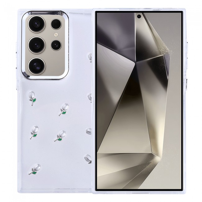 Galaxy S24 Ultra Kılıf Airbag Tasarımlı Simli Şeffaf Zore Kutup Kapak