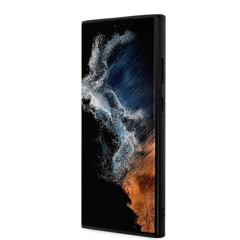 Bal-z Galaxy S24 Ultra Kılıf Guess Orjinal Lisanslı PU Deri Şerit Logo Dizaynlı Kapak