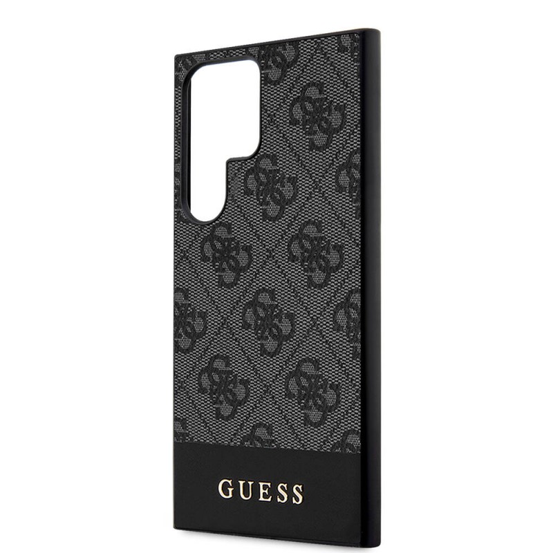Bal-z Galaxy S24 Ultra Kılıf Guess Orjinal Lisanslı PU Deri Şerit Logo Dizaynlı Kapak
