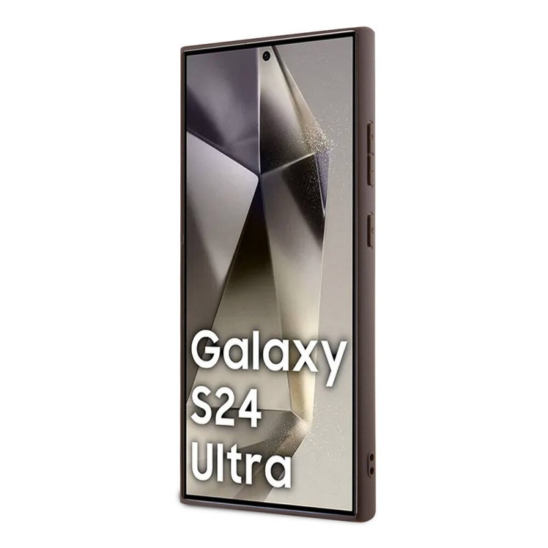Bal-z Galaxy S24 Ultra Kılıf Guess Orjinal Lisanslı PU Üçgen Logo 4G Desenli Kapak