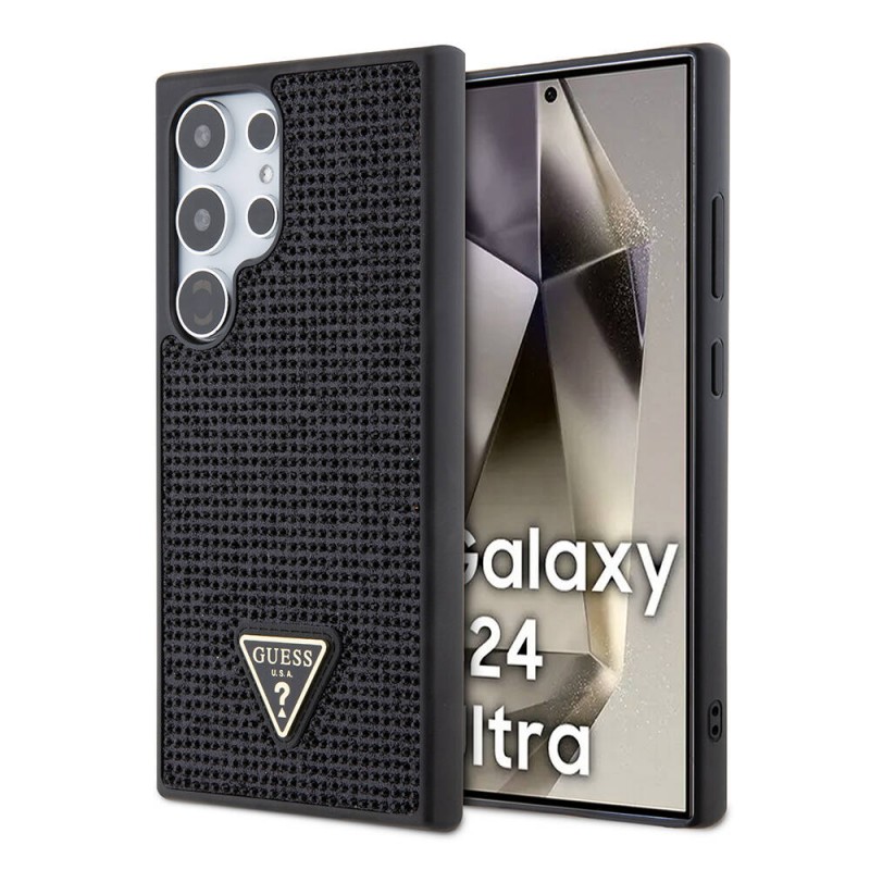 Bal-z Galaxy S24 Ultra Kılıf Guess Orjinal Lisanslı Taşlı Arka Yüzey Üçgen Logolu Kapak