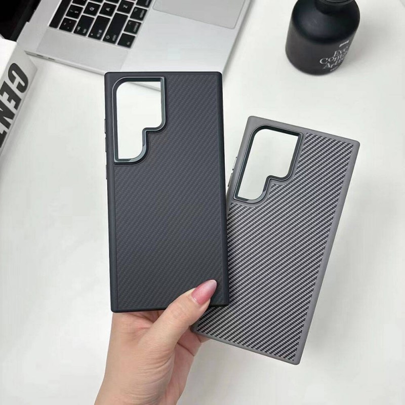 Bal-z Galaxy S24 Ultra Kılıf M-safe Şarj Özellikli Karbon Fiber Görünümlü  Troy Kapak