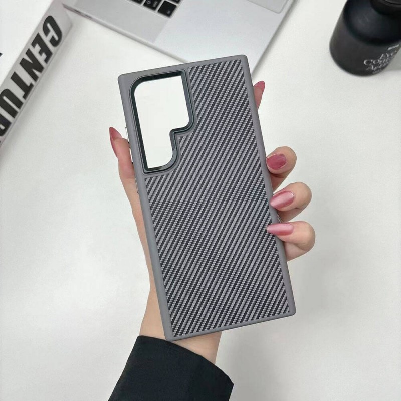 Bal-z Galaxy S24 Ultra Kılıf M-safe Şarj Özellikli Karbon Fiber Görünümlü  Troy Kapak