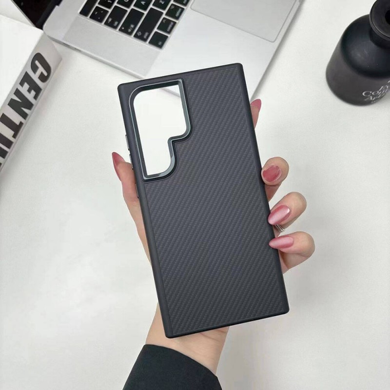 Bal-z Galaxy S24 Ultra Kılıf M-safe Şarj Özellikli Karbon Fiber Görünümlü  Troy Kapak