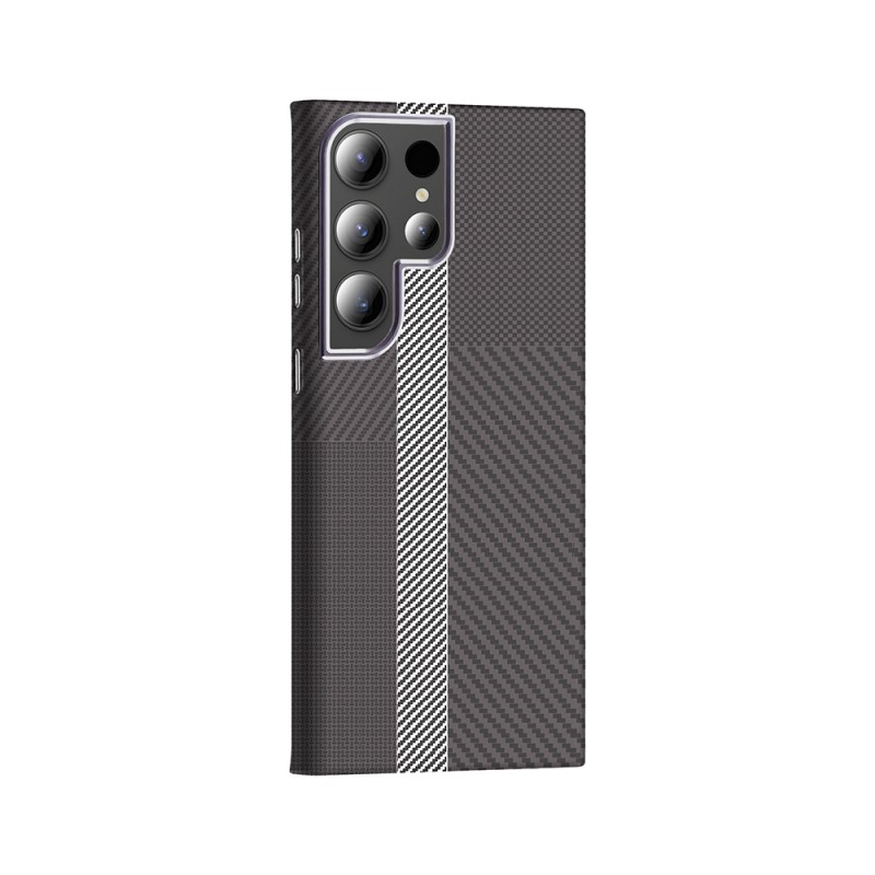 Bal-z Galaxy S24 Ultra Kılıf M-safe Şarj Özellikli Karbon Fiber Görünümlü Zore Gros Kapak