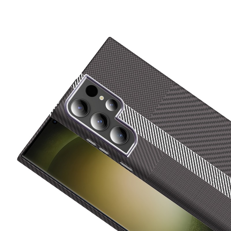 Bal-z Galaxy S24 Ultra Kılıf M-safe Şarj Özellikli Karbon Fiber Görünümlü Zore Gros Kapak