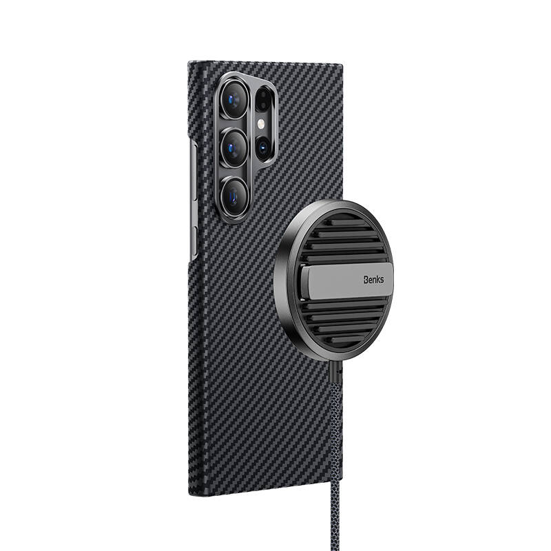Bal-z Galaxy S24 Ultra Kılıf M-safe Özellikli Karbon Fiber Benks Essential ArmorAir 600D Kevlar Kapak