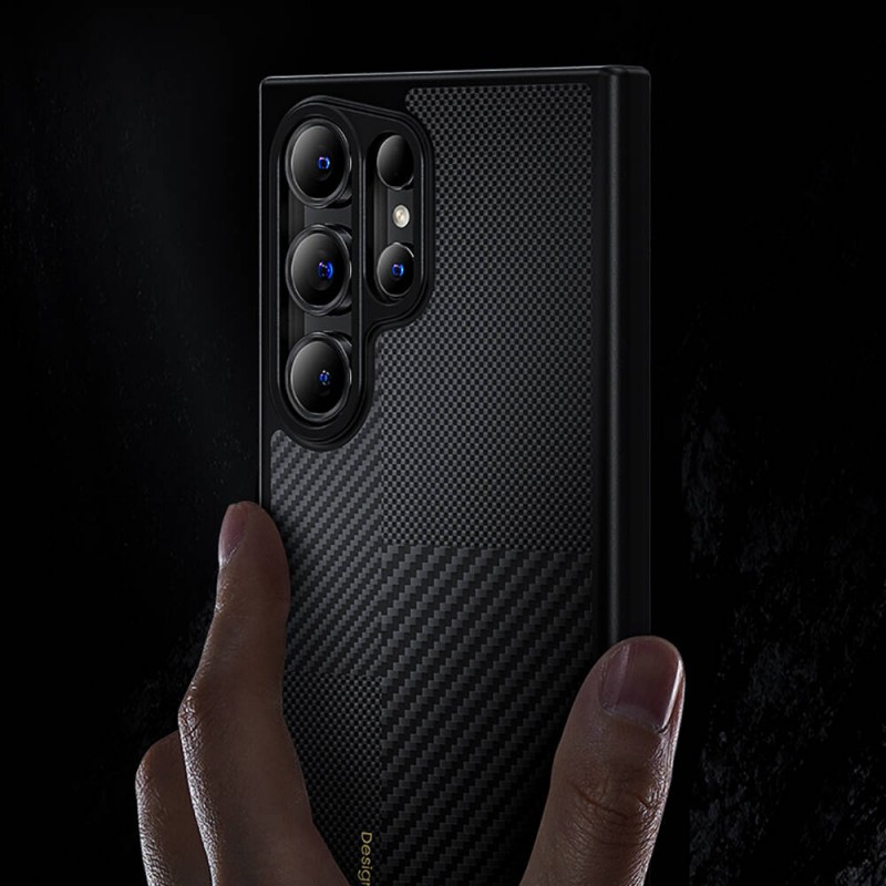 Bal-z Galaxy S24 Ultra Kılıf M-safe Şarj Özellikli Karbon Fiber Benks Montage Hybrid ArmorPro Kevlar Kapak