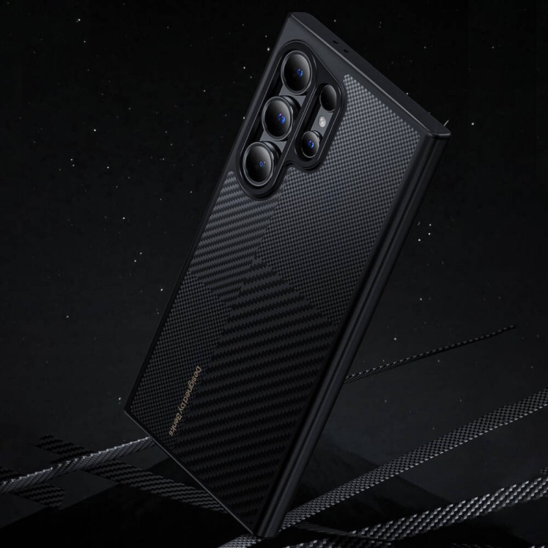 Bal-z Galaxy S24 Ultra Kılıf M-safe Şarj Özellikli Karbon Fiber Benks Montage Hybrid ArmorPro Kevlar Kapak