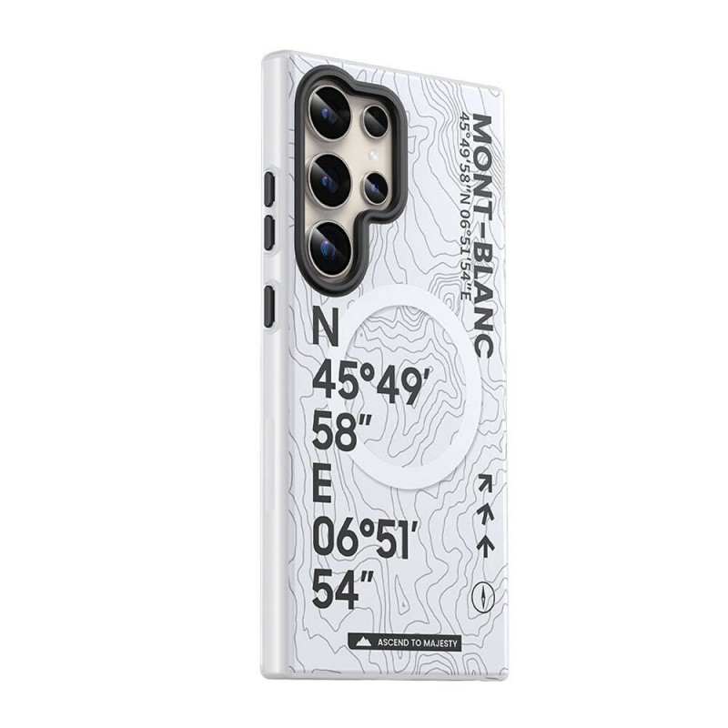 Bal-z Galaxy S24 Ultra Kılıf M-safe Şarj Özellikli Koordinat Yazı Desenli Benks Summit Serisi Kapak