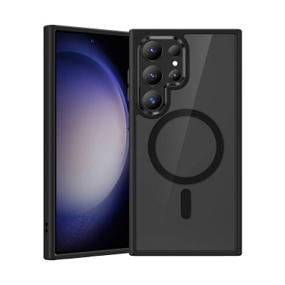 Bal-z Galaxy S24 Ultra Kılıf M-safe Şarj Özellikli Şeffaf Arka Yüzey Benks MagClap TPU Çerçeve Kapak