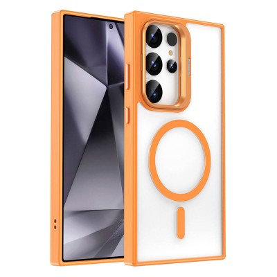 Bal-z Galaxy S24 Ultra Kılıf M-safe Şarj Özellikli Standlı  M-safe Klon Kapak