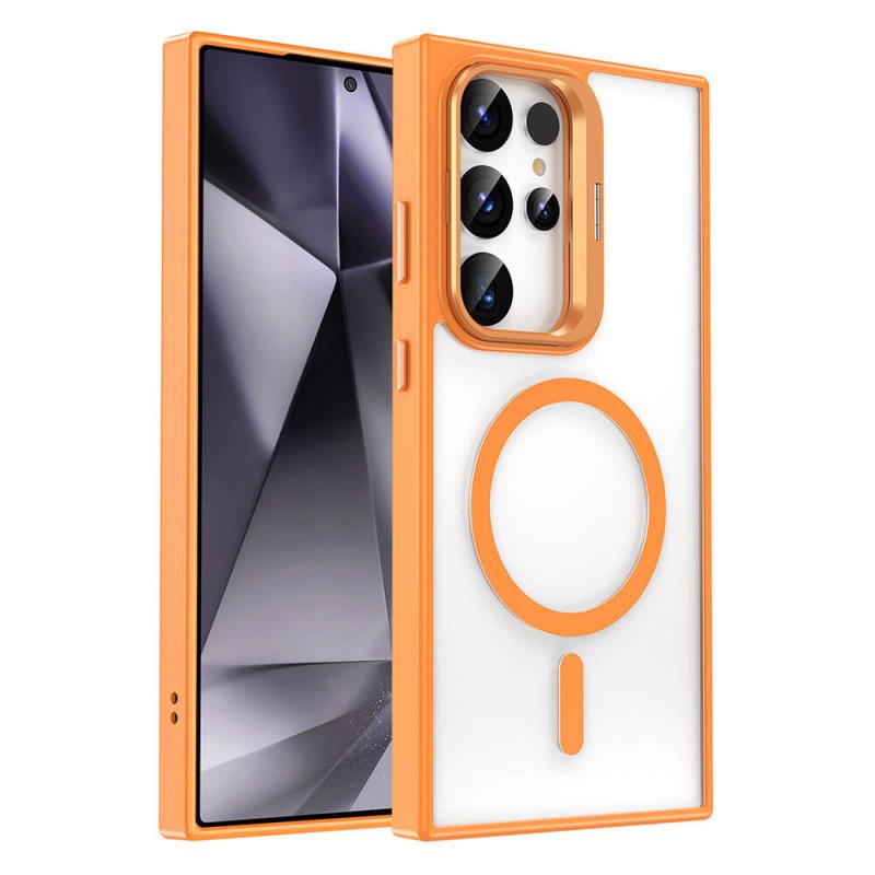 Bal-z Galaxy S24 Ultra Kılıf M-safe Şarj Özellikli Standlı  M-safe Klon Kapak