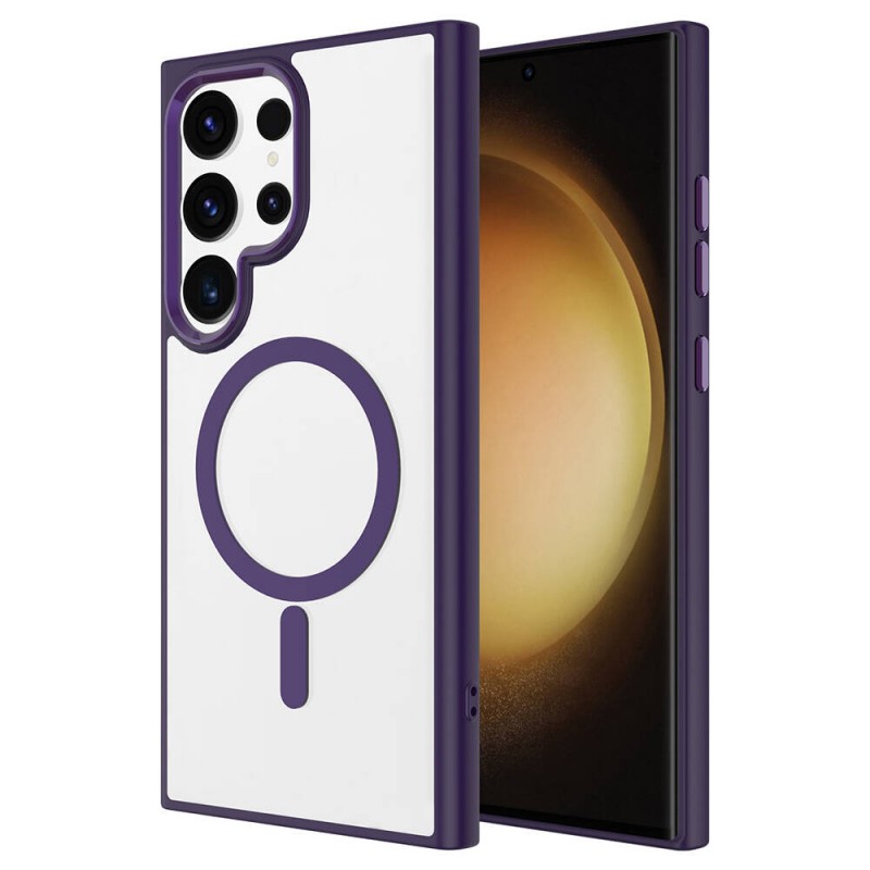 Bal-z Galaxy S24 Ultra Kılıf M-safe Şarj Özellikli  Krom M-safe Silikon Kapak