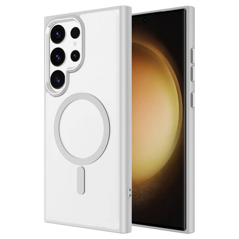 Bal-z Galaxy S24 Ultra Kılıf M-safe Şarj Özellikli  Krom M-safe Silikon Kapak