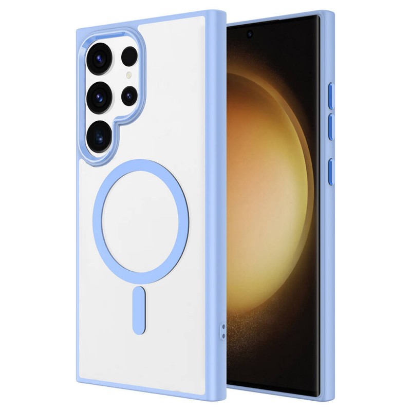 Bal-z Galaxy S24 Ultra Kılıf M-safe Şarj Özellikli  Krom M-safe Silikon Kapak