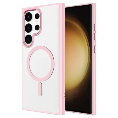 Bal-z Galaxy S24 Ultra Kılıf M-safe Şarj Özellikli  Krom M-safe Silikon Kapak