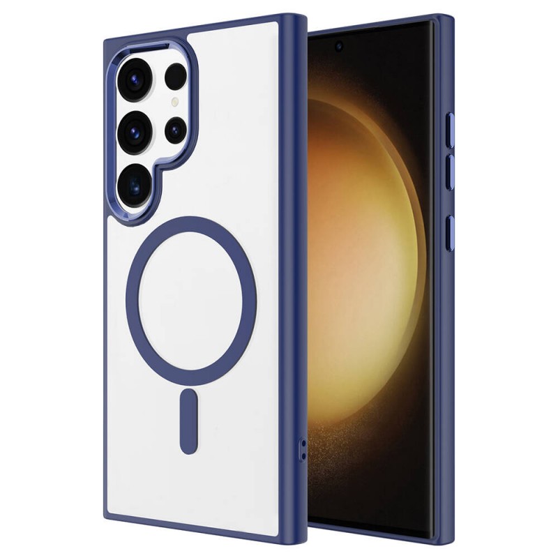 Bal-z Galaxy S24 Ultra Kılıf M-safe Şarj Özellikli  Krom M-safe Silikon Kapak