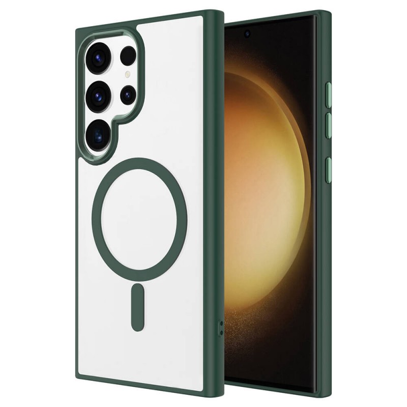 Bal-z Galaxy S24 Ultra Kılıf M-safe Şarj Özellikli  Krom M-safe Silikon Kapak