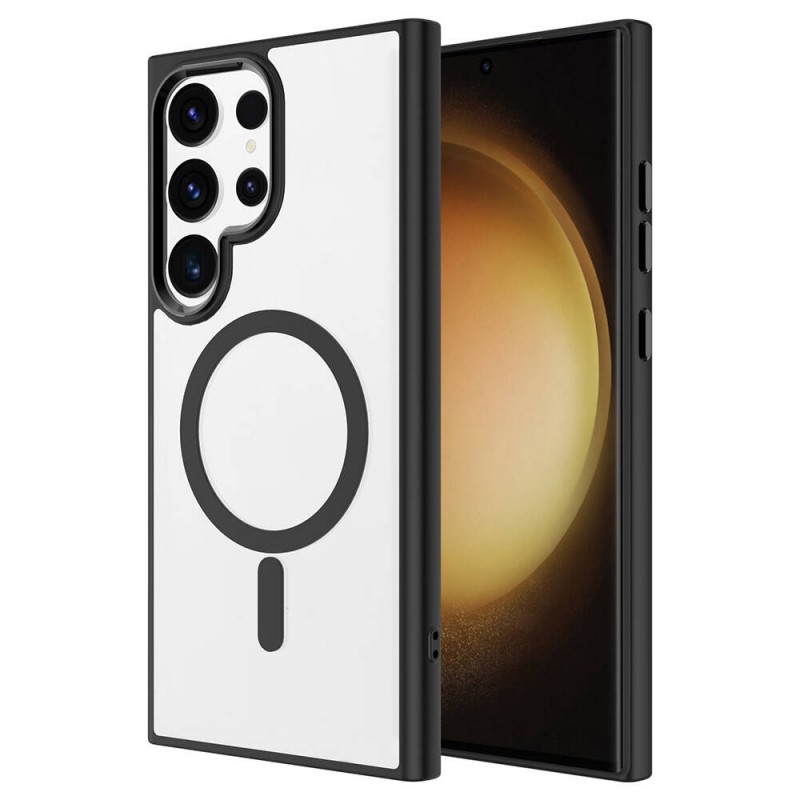 Bal-z Galaxy S24 Ultra Kılıf M-safe Şarj Özellikli  Krom M-safe Silikon Kapak