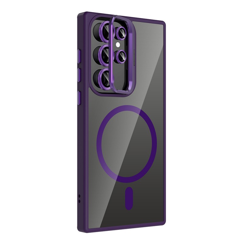 Bal-z Galaxy S24 Ultra Kılıf Standlı ve Kamera Lens Hediyeli M-Safe Şarj Özellikli Zore Etro Kapak