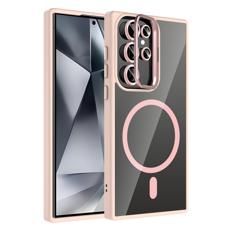 Bal-z Galaxy S24 Ultra Kılıf Standlı ve Kamera Lens Hediyeli M-Safe Şarj Özellikli Zore Etro Kapak