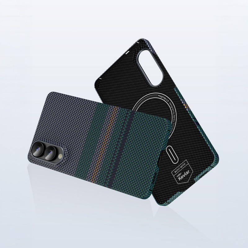 Bal-z Galaxy S25 Edge Kılıf M-safe Şarj Özellikli Karbon Fiber Tasarımlı Benks Aurora ArmorAir Kevlar Kapak