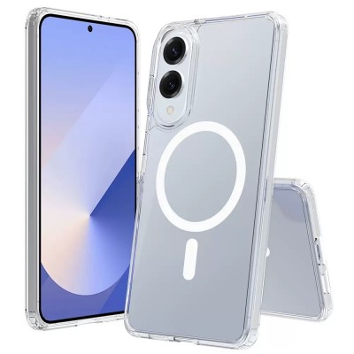 Bal-z Galaxy S25 Edge Kılıf M-safe Şarj Özellikli Şeffaf Sert PC Zore Embos Kapak