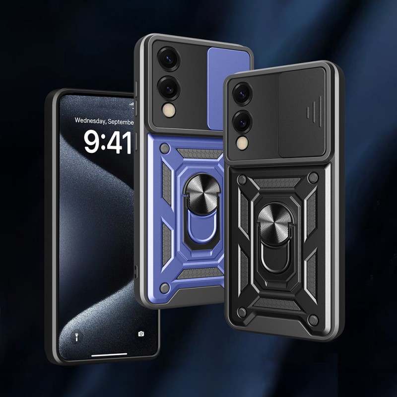 Bal-z Galaxy S25 Edge Kılıf Magnetik Standlı Kamera Korumalı Zore Sürgülü Vega Kapak