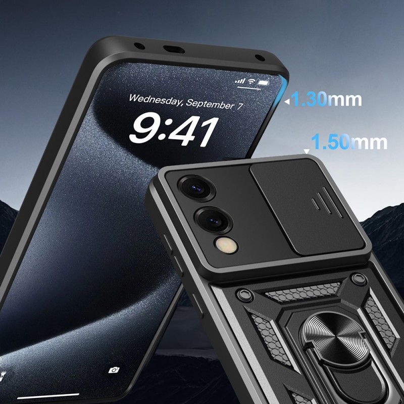 Bal-z Galaxy S25 Edge Kılıf Magnetik Standlı Kamera Korumalı Zore Sürgülü Vega Kapak