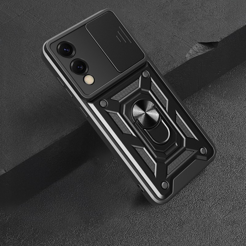 Bal-z Galaxy S25 Edge Kılıf Magnetik Standlı Kamera Korumalı Zore Sürgülü Vega Kapak