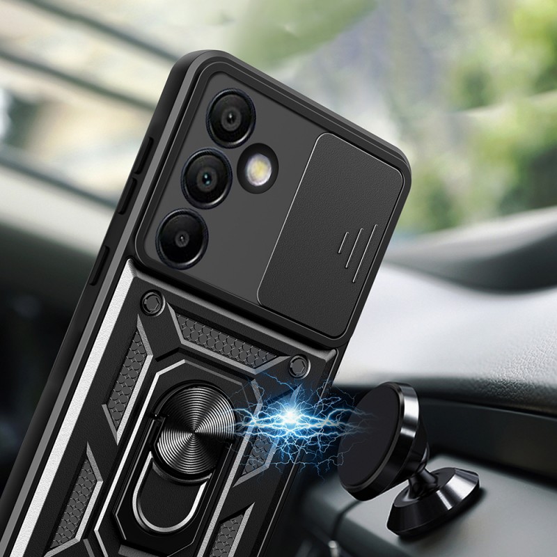 Bal-z Galaxy S25 FE Kılıf Magnetik Standlı Kamera Korumalı  Sürgülü Vega Kapak