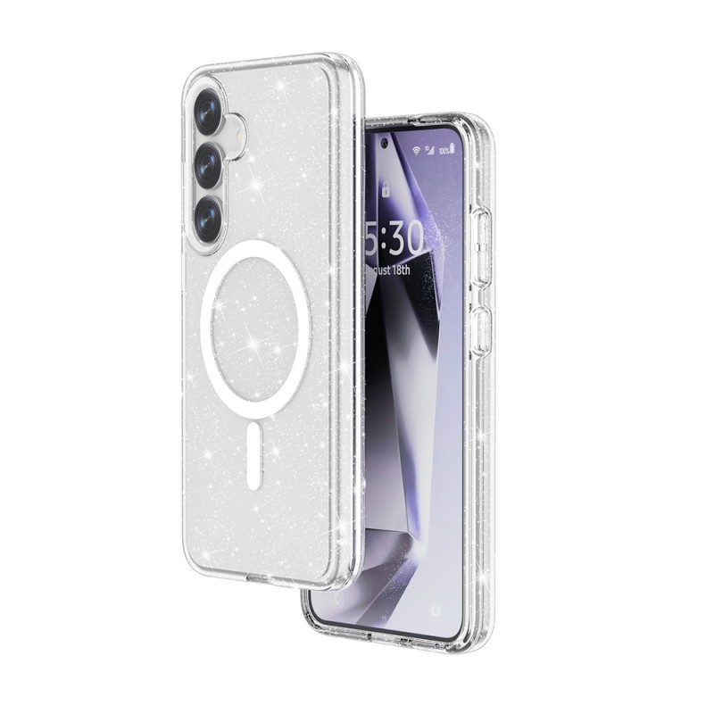 Bal-z Galaxy S25 Plus Kılıf M-safe Şarj Özellikli Parlayan Simli Saydam Renkli Zore Allstar Kapak