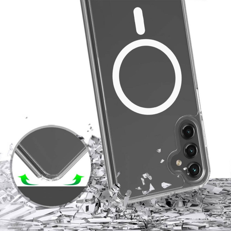 Bal-z Galaxy S25 Plus Kılıf M-safe Şarj Özellikli Şeffaf Sert PC Zore Embos Kapak